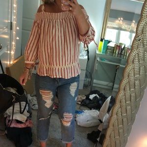 Of the shoulder linen top with straps